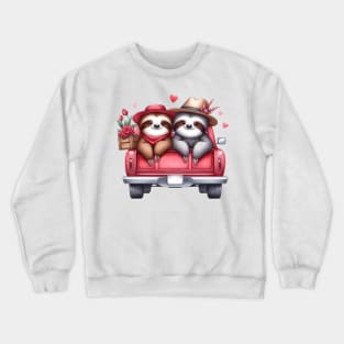 Valentine Sloth Couple Sitting On Truck Crewneck Sweatshirt